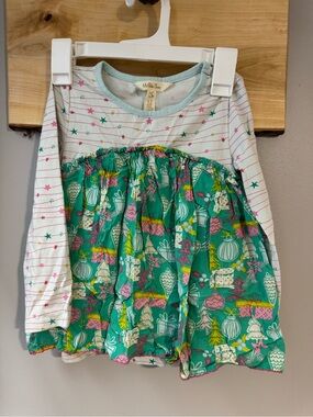 Matilda Jane 🎄Girls' Green & White Holiday Tunic Top, size 4